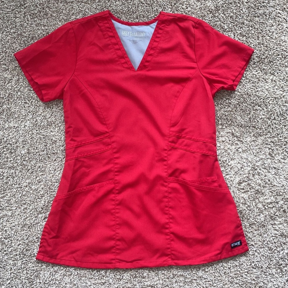 XS Grey’s Anatomy Scarlett Red Scrub Top